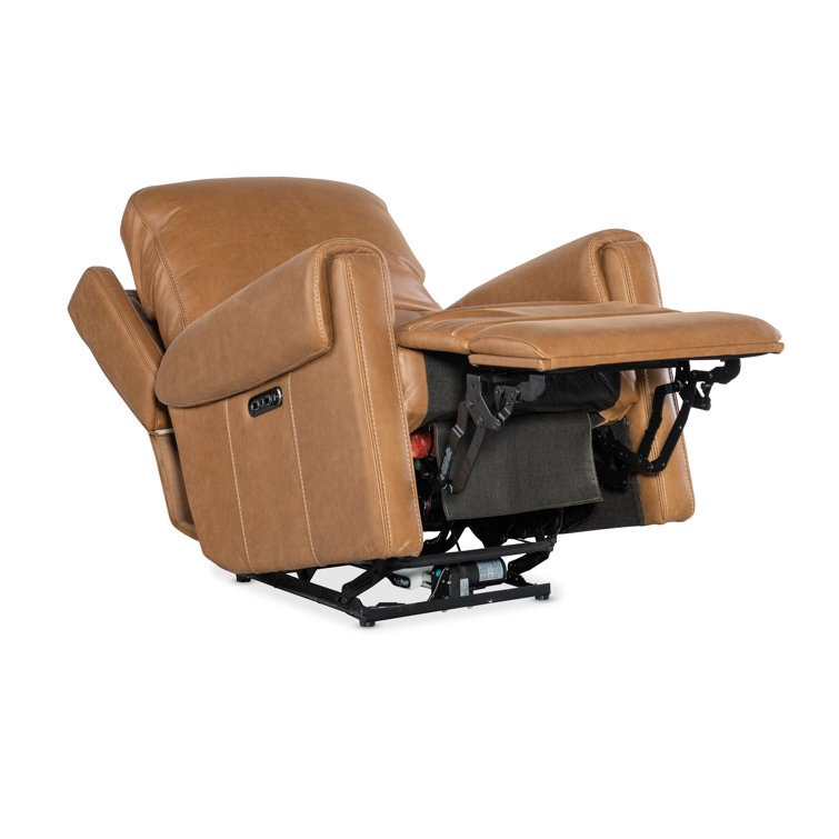 Denver Coffee Brown Leather Recliner with Nubuck Finish