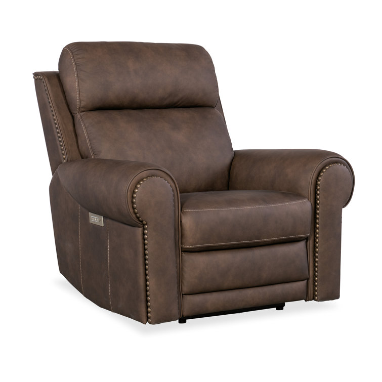 Kalahari Bark Leather Recliner with Rolled Arms