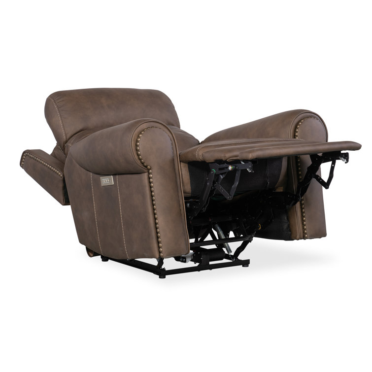 Kalahari Bark Leather Recliner with Rolled Arms