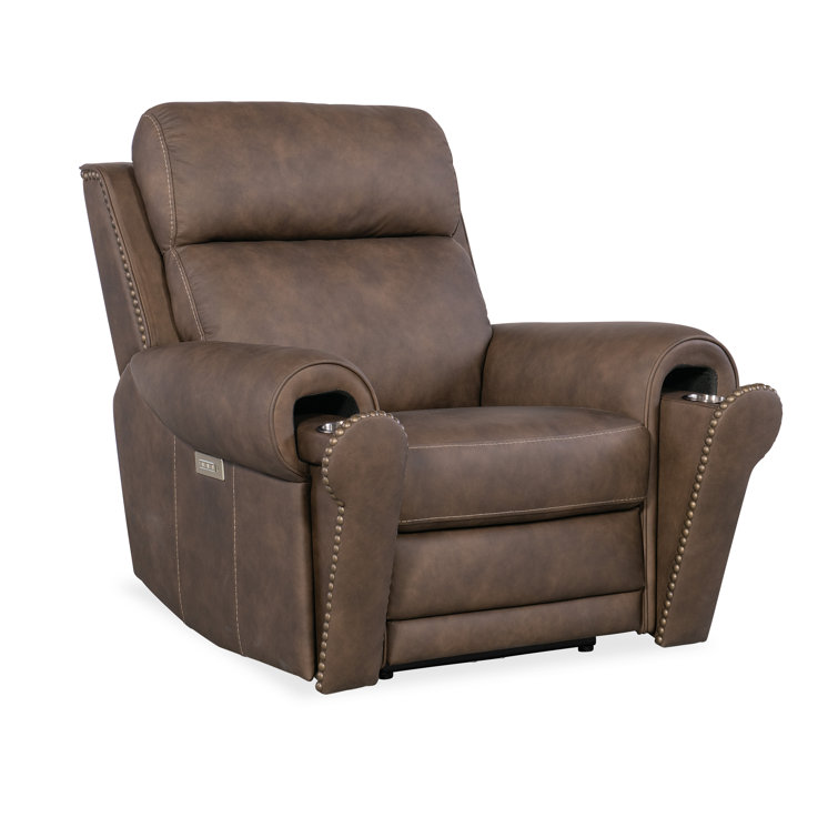 Kalahari Bark Leather Recliner with Rolled Arms