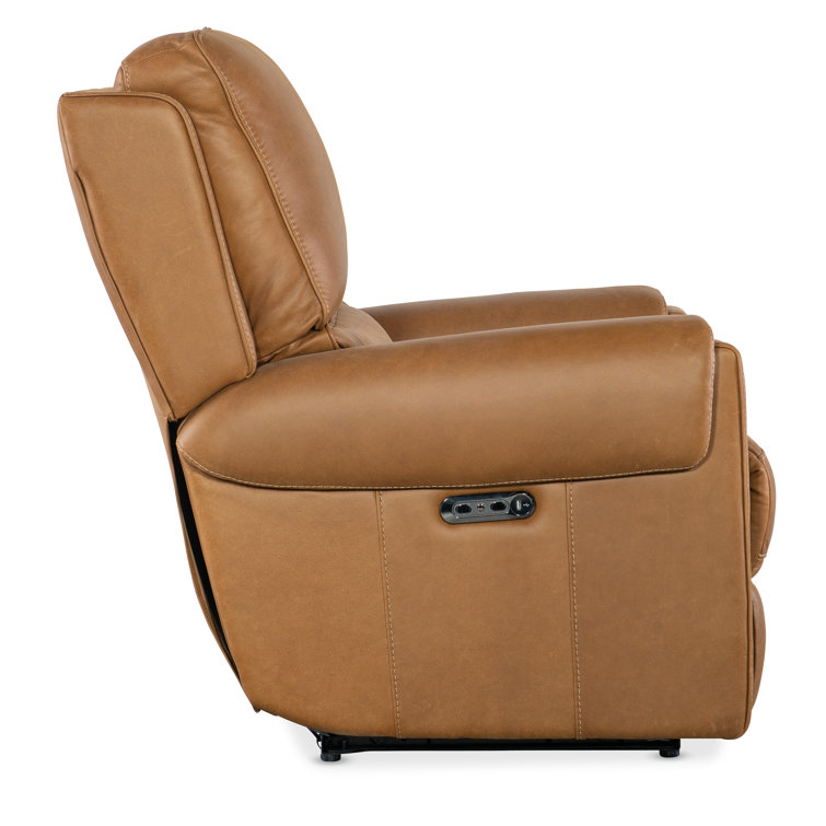 Denver Coffee Brown Leather Recliner with Nubuck Finish