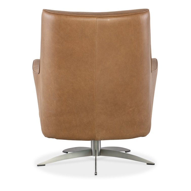 Denver Coffee Brown Leather Swivel Armchair with Metal Base