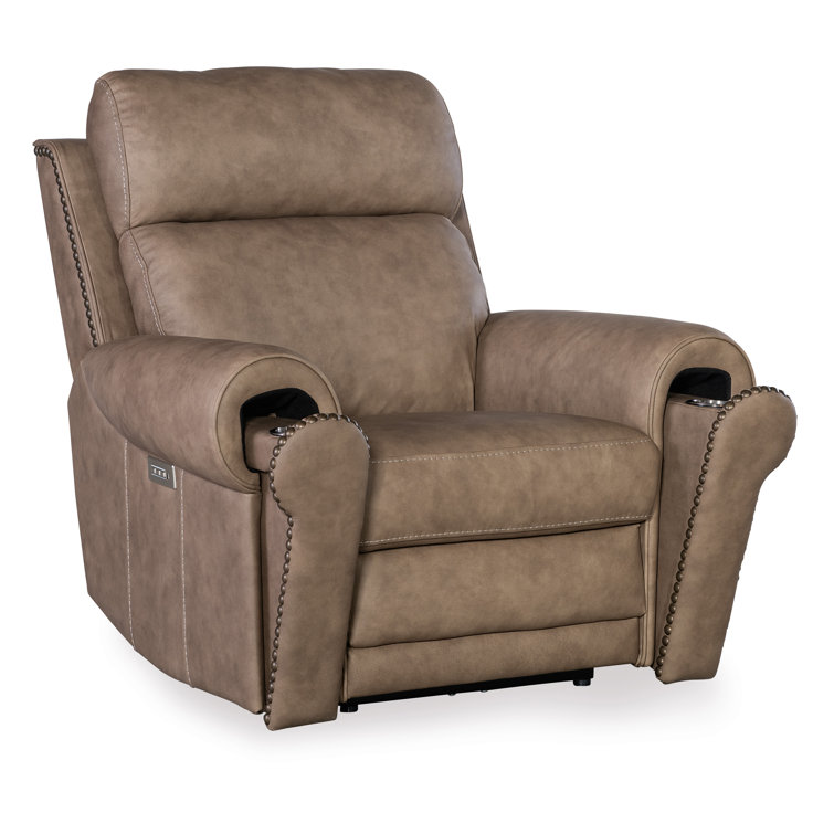 Kalahari Camel Leather Recliner with Rolled Arms
