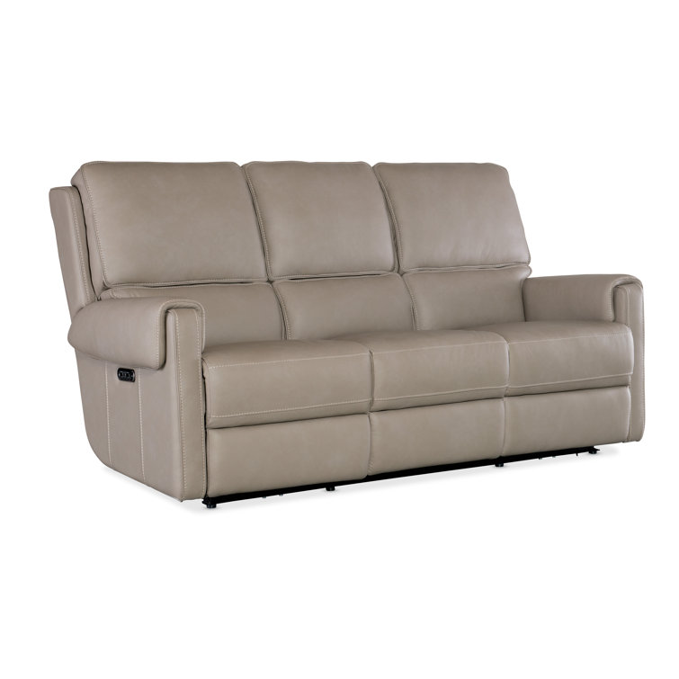 Somers Dark Taupe Leather Reclining Sofa with Pillow-top Arm