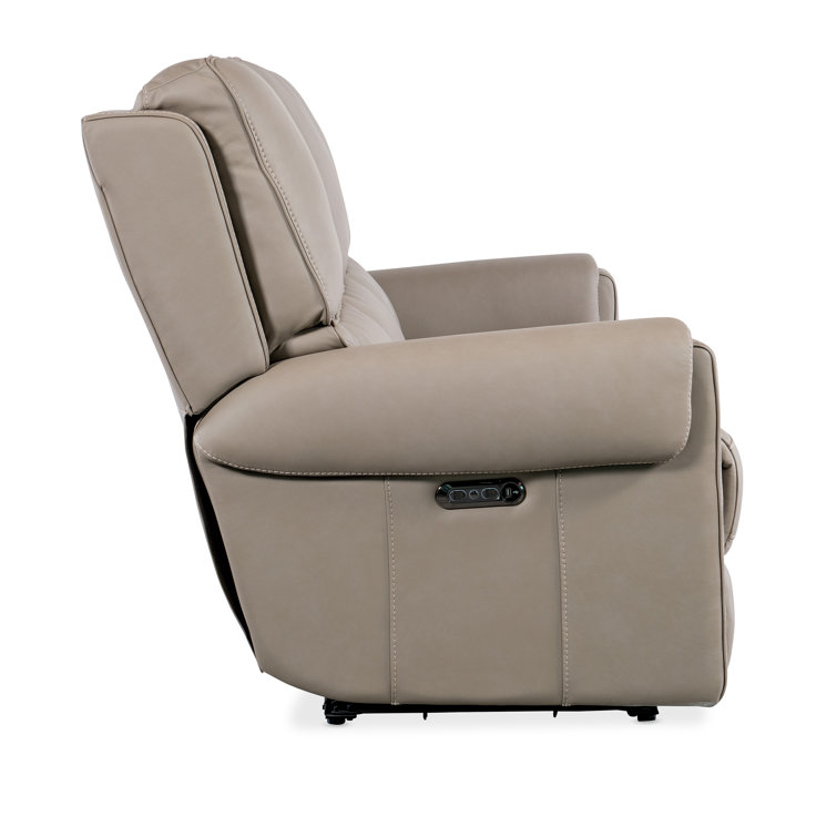 Somers Dark Taupe Leather Reclining Sofa with Pillow-top Arm