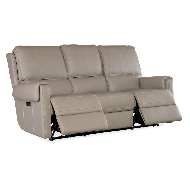 Somers Dark Taupe Leather Reclining Sofa with Pillow-top Arm