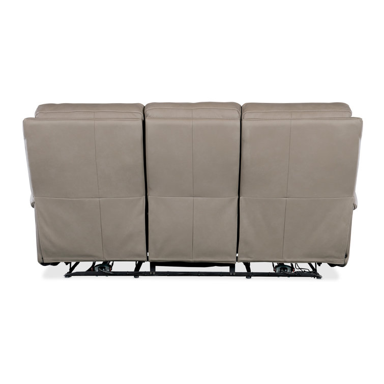 Somers Dark Taupe Leather Reclining Sofa with Pillow-top Arm