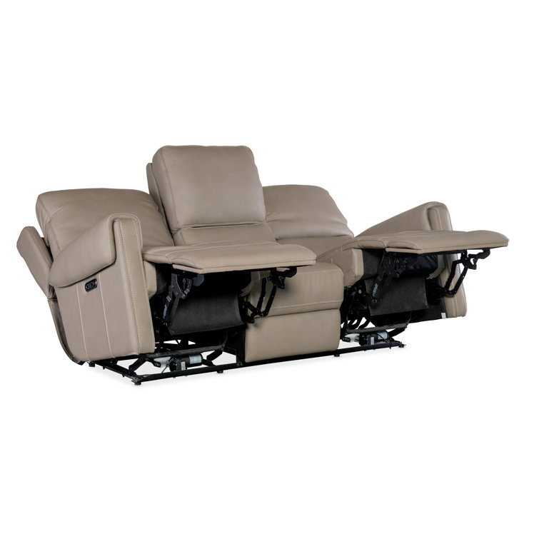 Somers Dark Taupe Leather Reclining Sofa with Pillow-top Arm