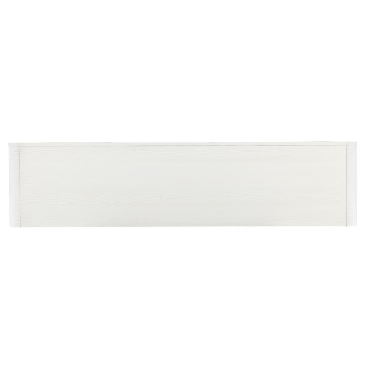 White and Gray Coastal Media Console with Cabinet