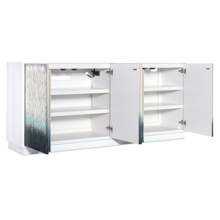 White and Blue Ombre Coastal Media Console with Cabinet