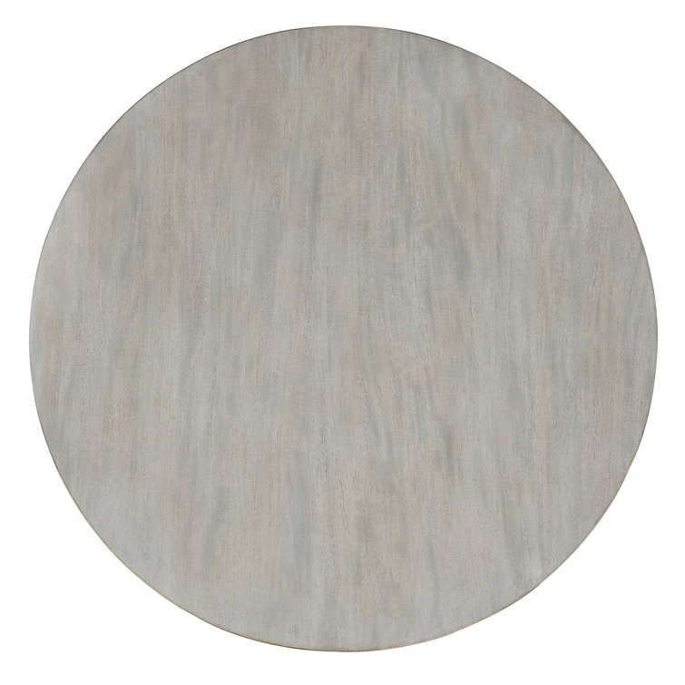 Gray and Silver Round Wood Metal Accent Table