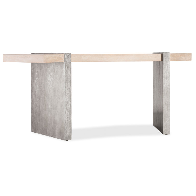 Light Brown Oak Veneer and Silver Home Office Desk