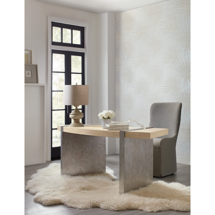Light Brown Oak Veneer and Silver Home Office Desk