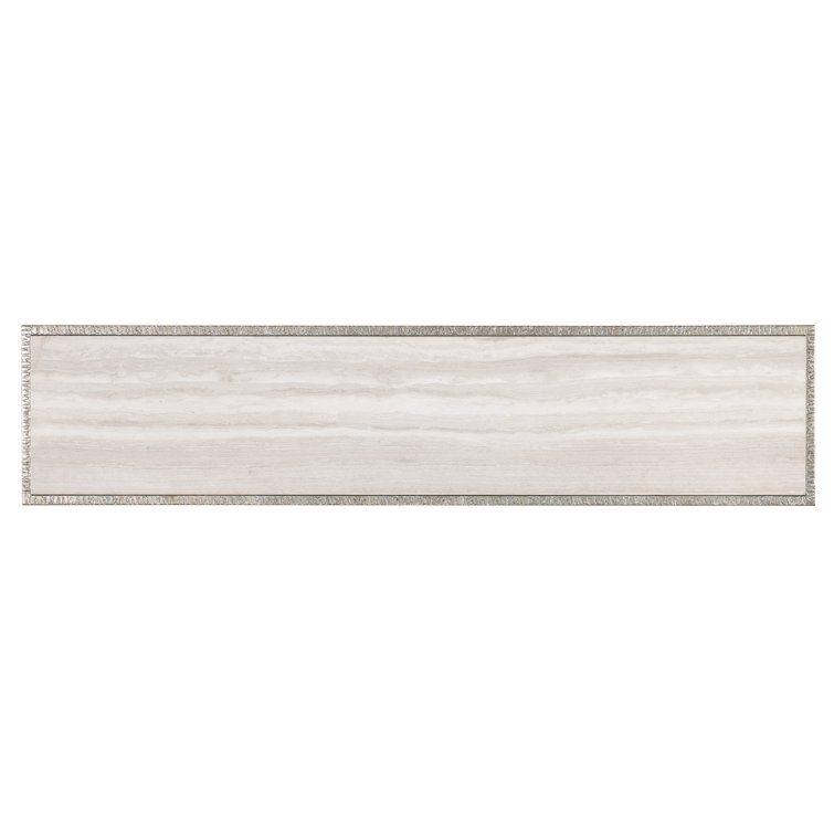 Silver Metal and Marble Rectangular Console Table