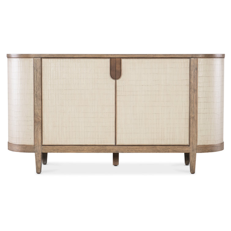 Beige and Brown Oak Transitional Credenza