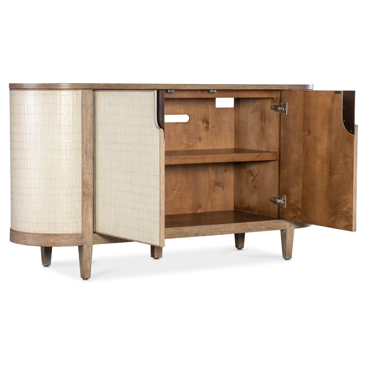 Beige and Brown Oak Transitional Credenza