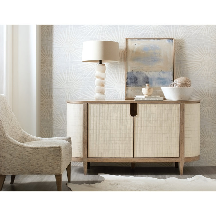 Beige and Brown Oak Transitional Credenza
