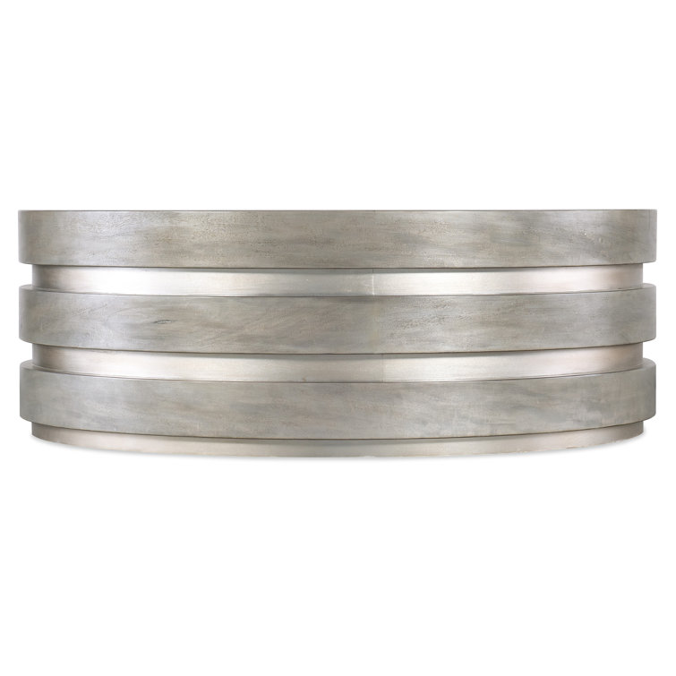 Gray Round Wood Coffee Table with Storage