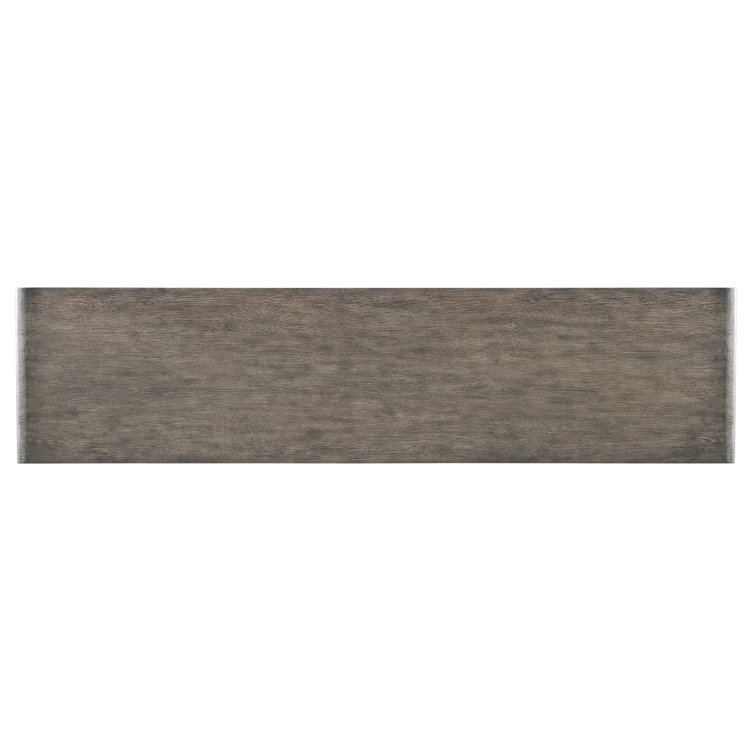 78'' Brown Oak Veneer Media Console with Gold Accents