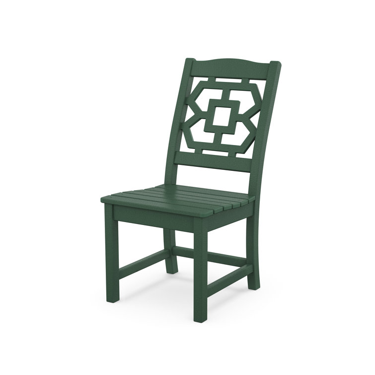 Green All-Weather Lumber Armless Outdoor Dining Side Chair