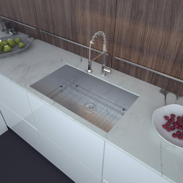 32'' Stainless Steel Undermount Single Bowl Kitchen Sink with Accessories