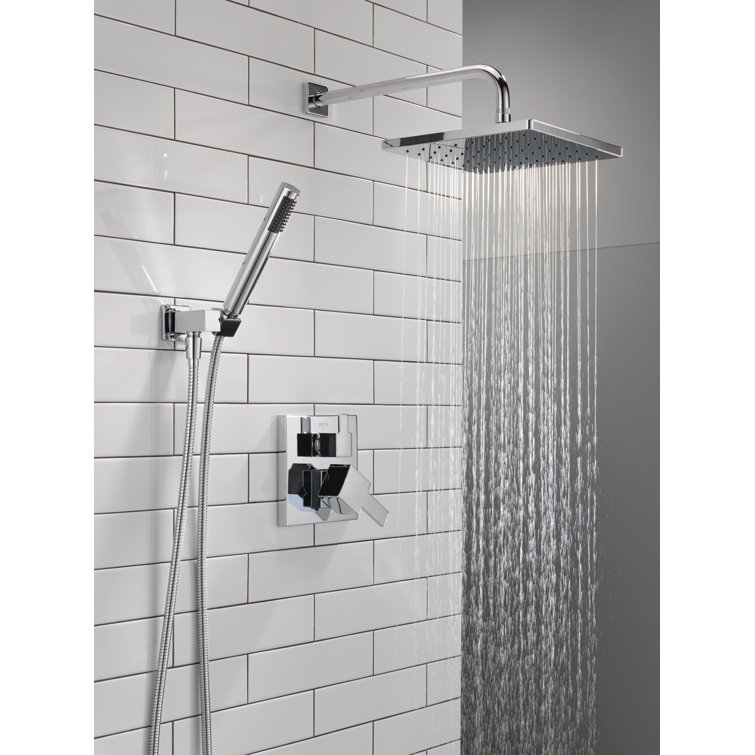 Modern Chrome Raincan Shower System with Handheld Spray
