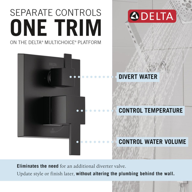 Matte Black Modern Raincan Square Shower System with Handheld Spray