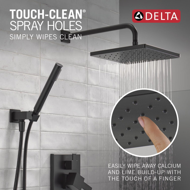 Matte Black Modern Raincan Square Shower System with Handheld Spray