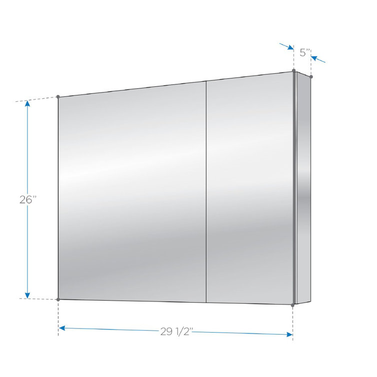 Modern Frameless Rectangular Surface Mount Medicine Cabinet Mirror