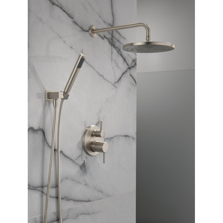Spotshield Brushed Nickel Rain Shower System with Handheld Spray