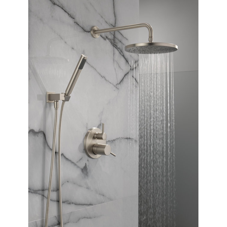 Spotshield Brushed Nickel Rain Shower System with Handheld Spray