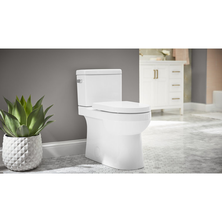 White High Efficiency Two-Piece Elongated Toilet with Soft Close Lid