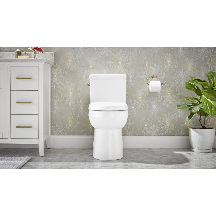 White High Efficiency Two-Piece Elongated Toilet with Soft Close Lid