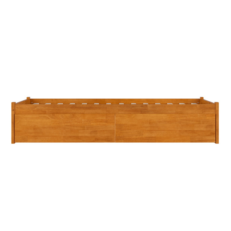 Light Toffee Twin XL Wood Platform Bed with Storage Drawers