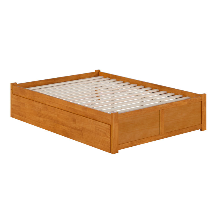 Light Toffee Full Wood Platform Bed with Slats