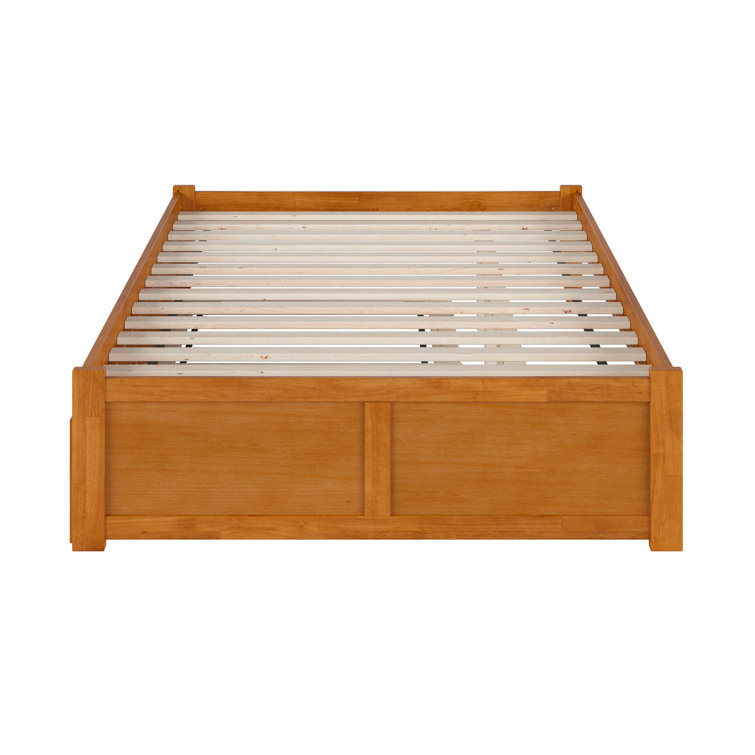 Light Toffee Full Wood Platform Bed with Slats