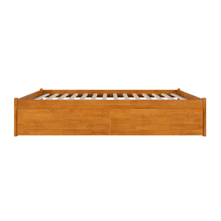 Light Toffee King Wood Platform Bed with Storage Drawers