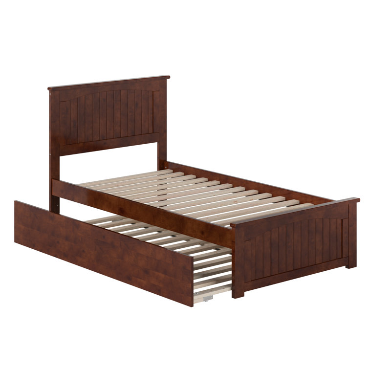 Nantucket Walnut Twin Wood Platform Bed with Trundle