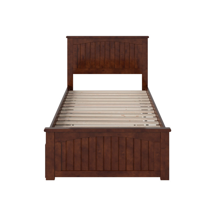 Nantucket Walnut Twin Wood Platform Bed with Trundle