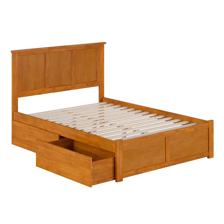 Madison Light Toffee Full Wood Platform Bed with Storage Drawers