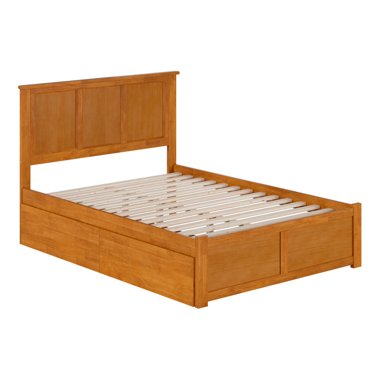 Madison Light Toffee Full Wood Platform Bed with Storage Drawers