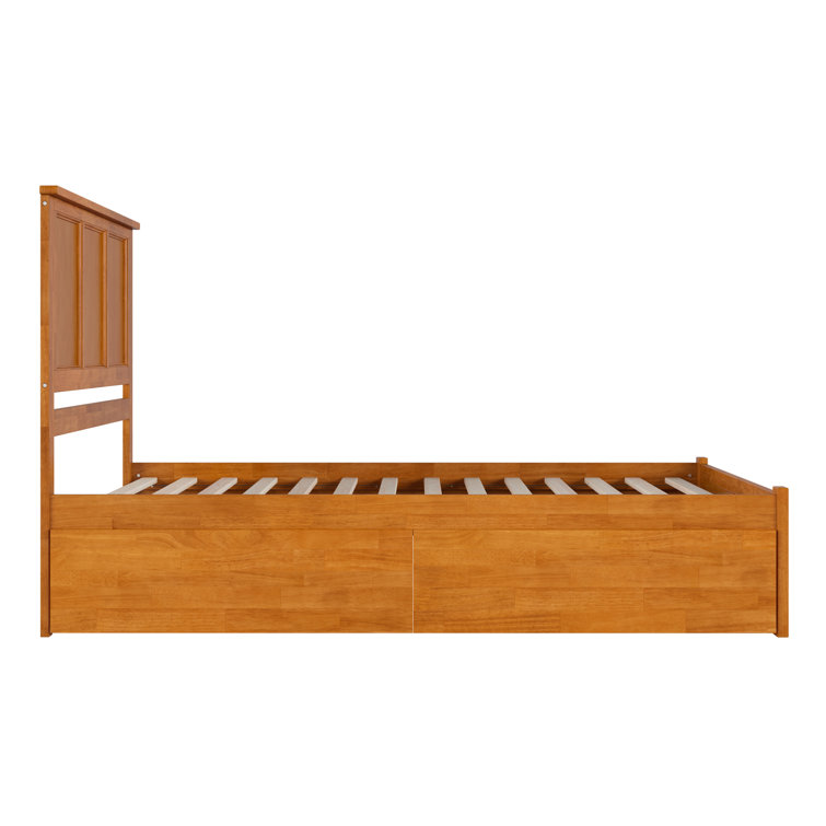 Light Toffee Queen Wood Platform Bed with Storage Drawers