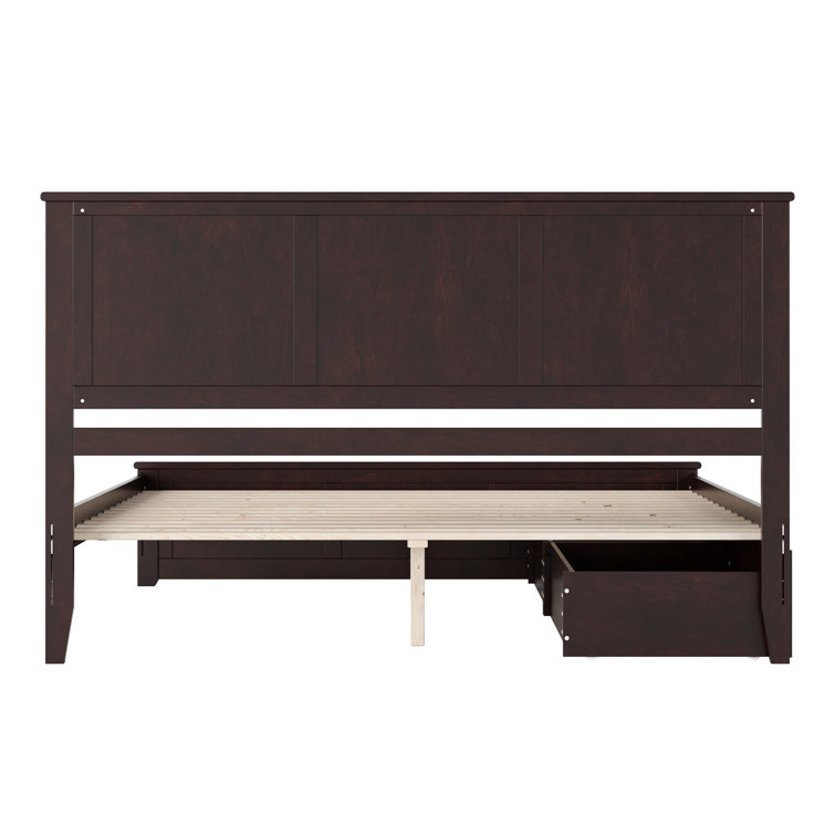 Espresso King Solid Wood Platform Bed with Storage Drawers