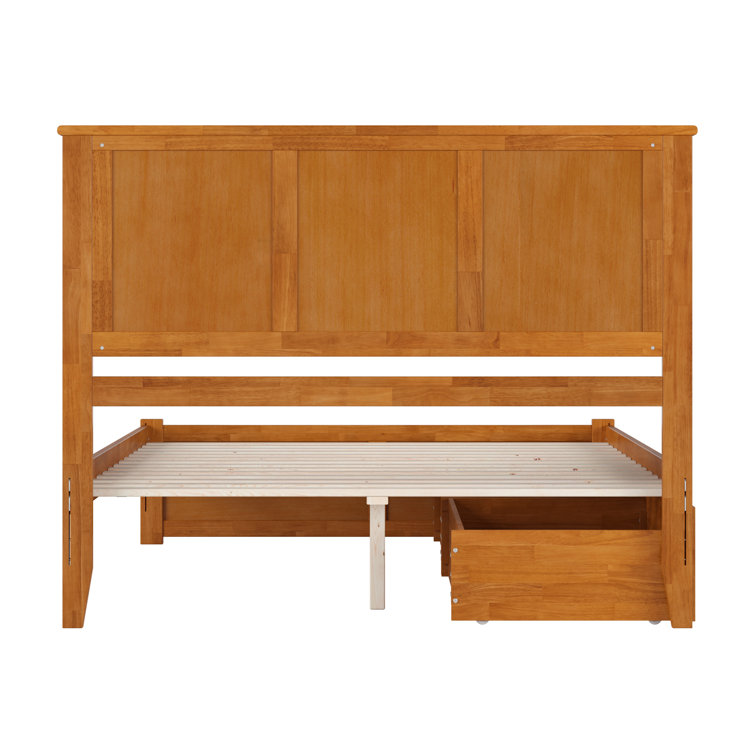 Light Toffee Queen Wood Platform Bed with Storage Drawers