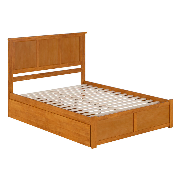 Light Toffee Queen Wood Platform Bed with Storage Drawers