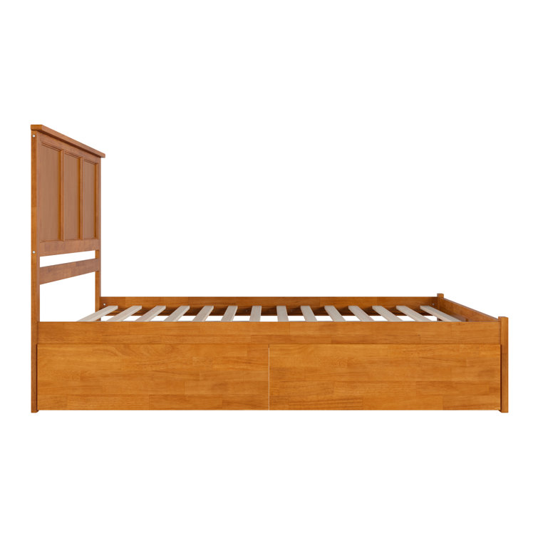 Madison King Light Toffee Wood Platform Bed with Storage Drawers