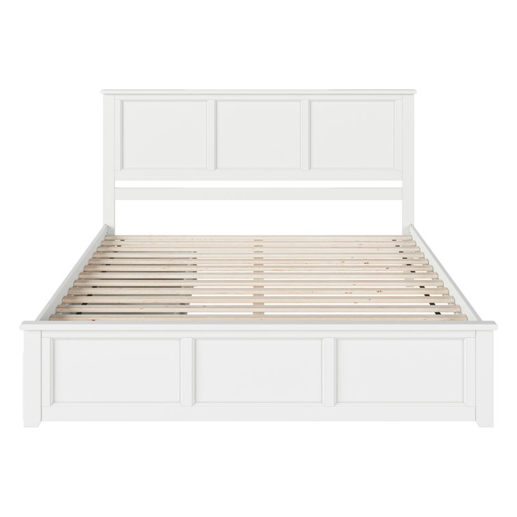 White King Solid Wood Platform Bed with Storage Drawers