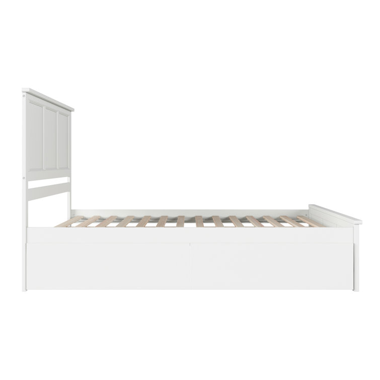 White King Solid Wood Platform Bed with Storage Drawers