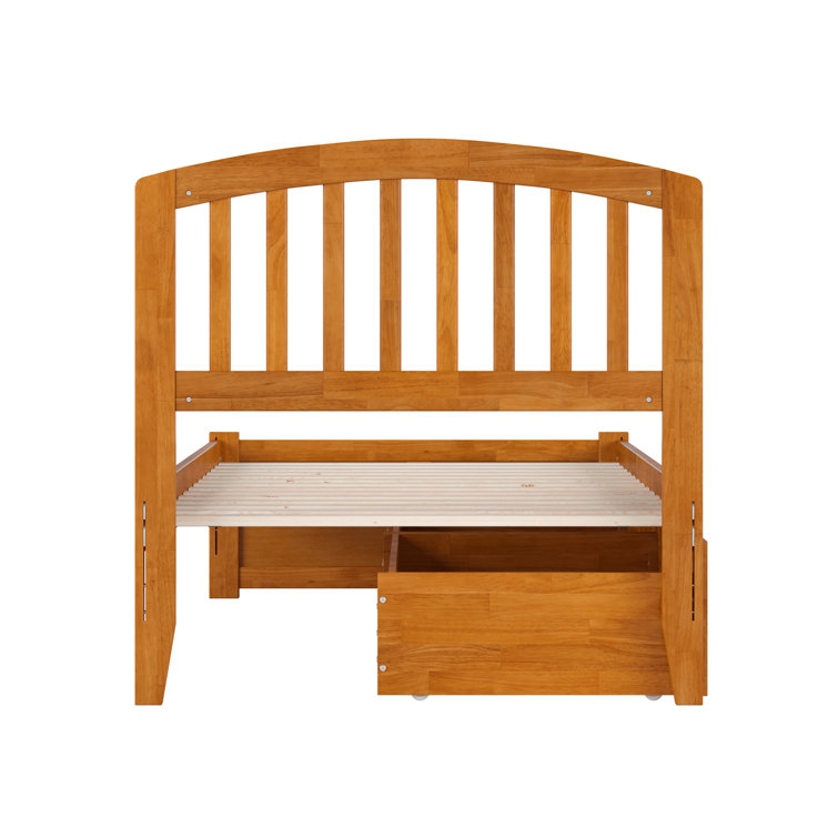 Light Toffee Twin XL Wood Platform Bed with Storage Drawers