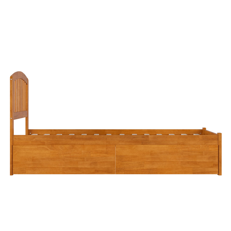 Light Toffee Twin XL Wood Platform Bed with Storage Drawers
